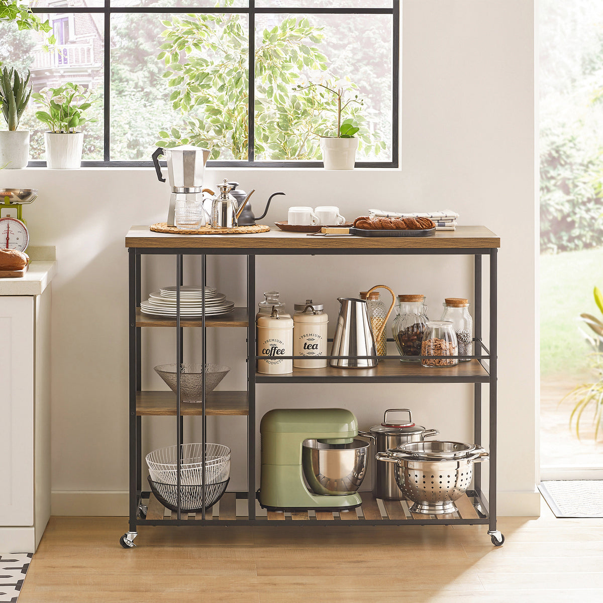 SoBuy SVW18-II-F, Serving Trolley Kitchen Trolley Cart Mobile Kitchen Shelf Kitchen Storage Trolley with 5 Shelves