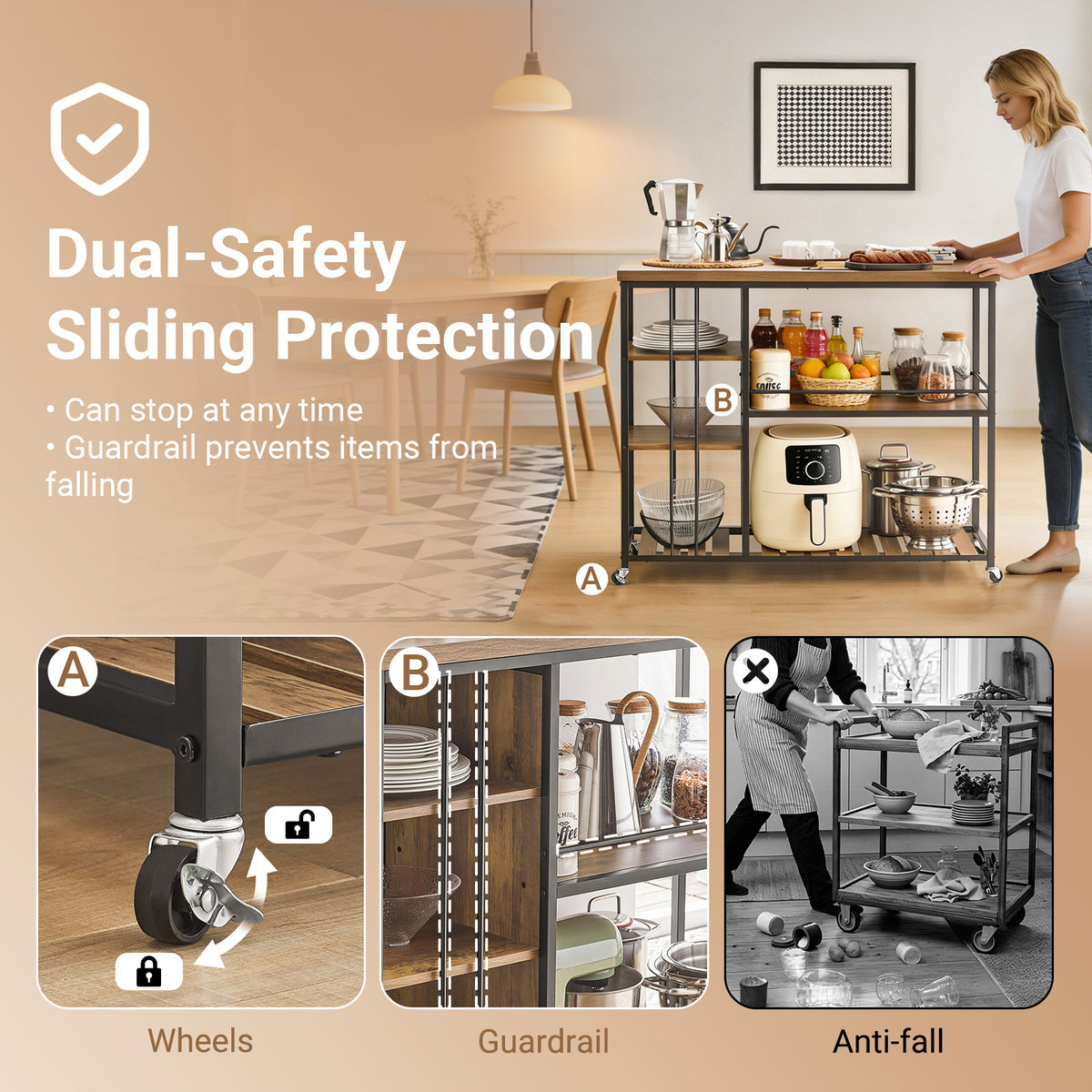 SoBuy SVW18-II-F, Serving Trolley Kitchen Trolley Cart Mobile Kitchen Shelf Kitchen Storage Trolley with 5 Shelves