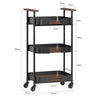 SoBuy SVW23-SCH, 3 Tiers Kitchen Trolley Serving Trolley with 2 Handles, Vintage Black and Brown