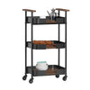 SoBuy SVW23-SCH, 3 Tiers Kitchen Trolley Serving Trolley with 2 Handles, Vintage Black and Brown