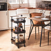 SoBuy SVW23-SCH, 3 Tiers Kitchen Trolley Serving Trolley with 2 Handles, Vintage Black and Brown