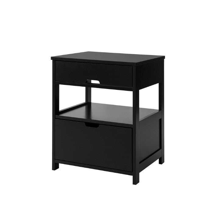 SoBuy FRG258-SCH, Bedside Table with 2 Drawers, Night Table Stand End Table Side Table, Black