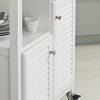 SoBuy FKW37-W, Kitchen Storage Serving Trolley Cart with Stainless Steel Worktop & Cupboards, White