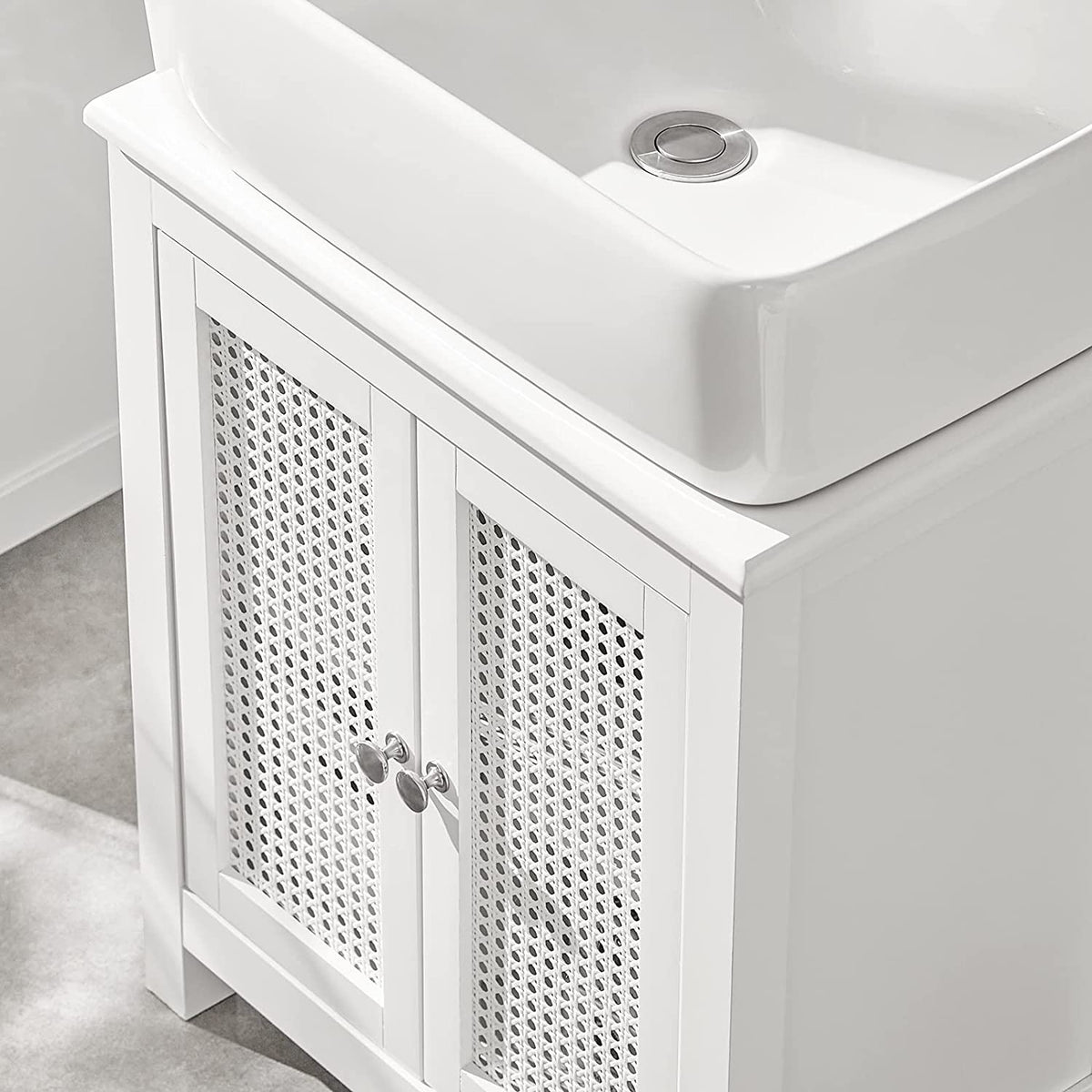 SoBuy BZR35-W, Under Sink Cabinet Bathroom Vanity Unit Bathroom Storage Cabinet with Doors, White