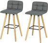SoBuy FST50-HGx2, Set of 2 Kitchen Barstool, Bar Stool with PU Leather Padded Seat, Grey