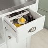 SoBuy FKW37-W, Kitchen Storage Serving Trolley Cart with Stainless Steel Worktop & Cupboards, White
