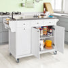SoBuy FKW33-W, Luxury Kitchen Trolley with Large Storage Cabinet, Kitchen Island with Stainless Steel Worktop, White