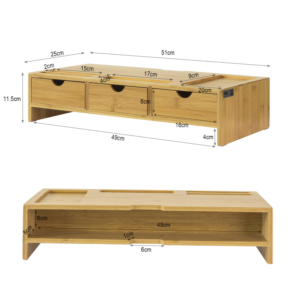 Pre-sale SoBuy BBF03-N, Bamboo Monitor Stand Computer Screen Monitor Riser Desk Organizer, Wood