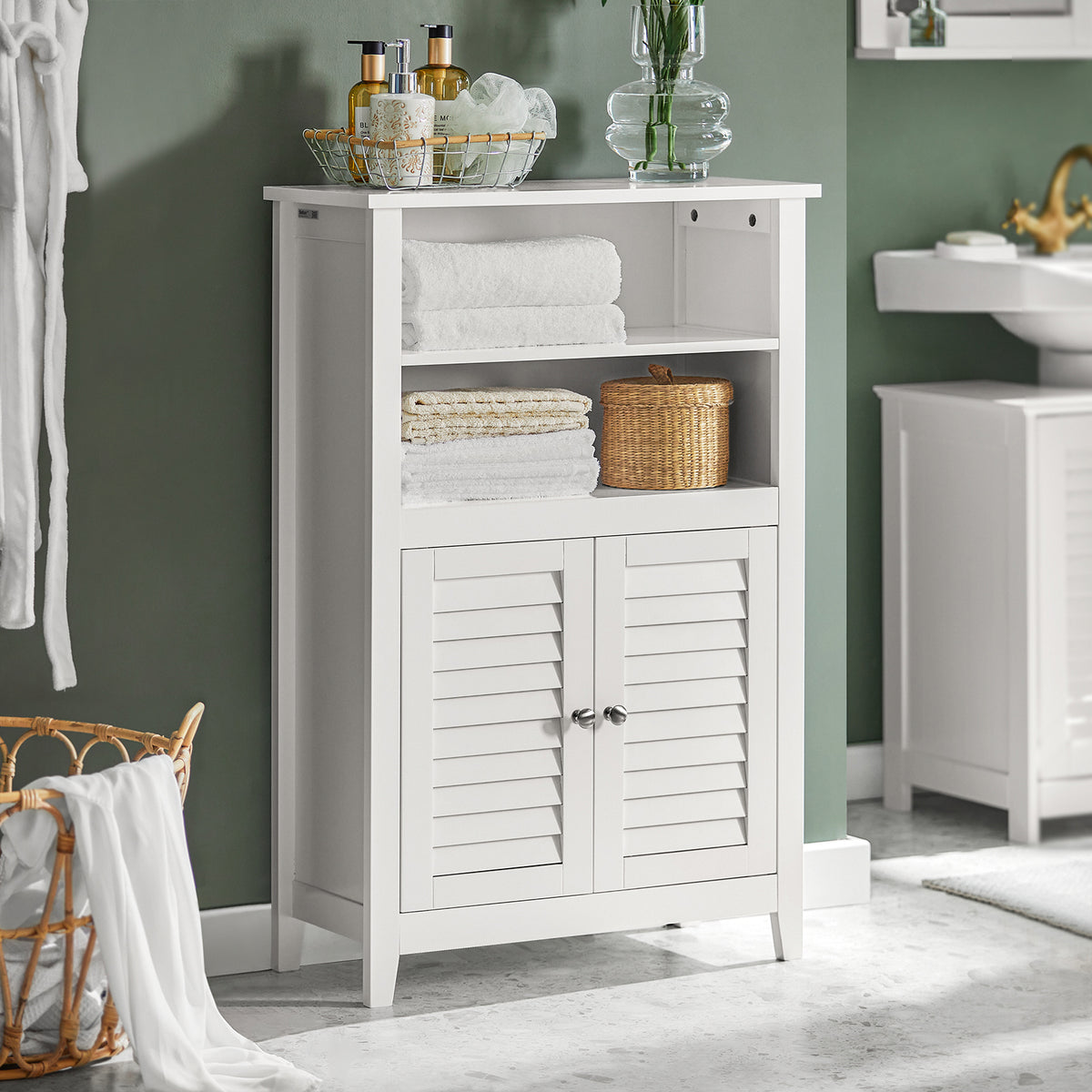 SoBuy BZR13-W, Bathroom Cabinet Bathroom Shelf Bathroom Storage Cabinet Unit, White
