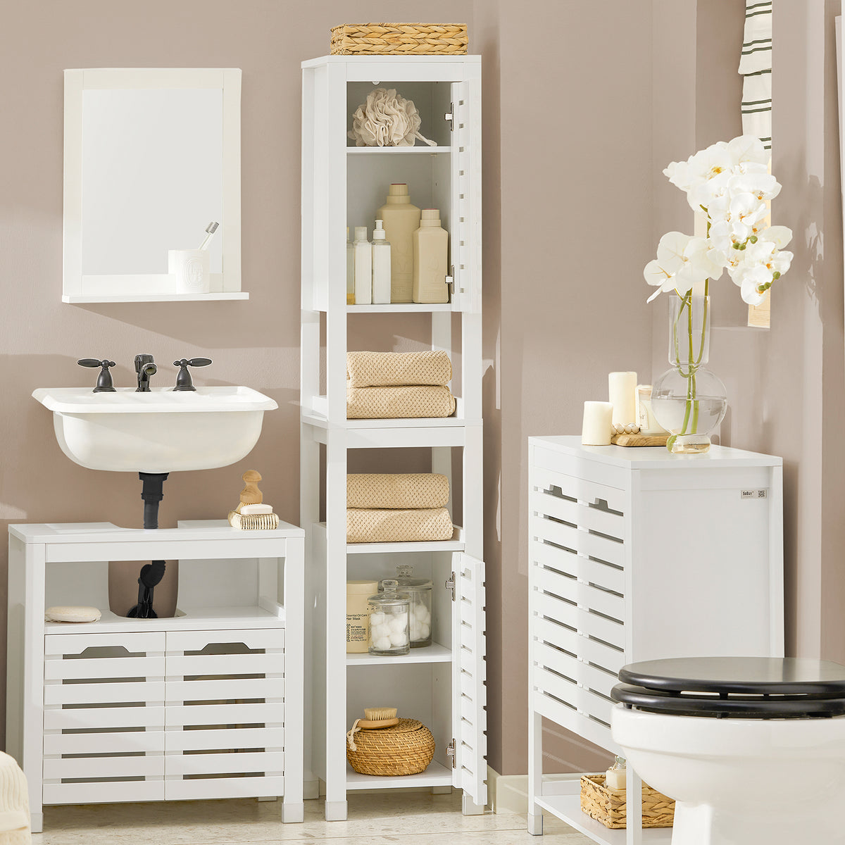 SoBuy BZR59W, Bathroom Tall Cupboard Bathroom Storage