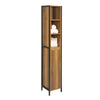 SoBuy BZR62-PF, Tall Slim Bathroom Storage Cabinet with 3 Open Shelves and 1 Door – Freestanding Narrow Bathroom Unit, Industrial Wood Look, 30x168x28cm