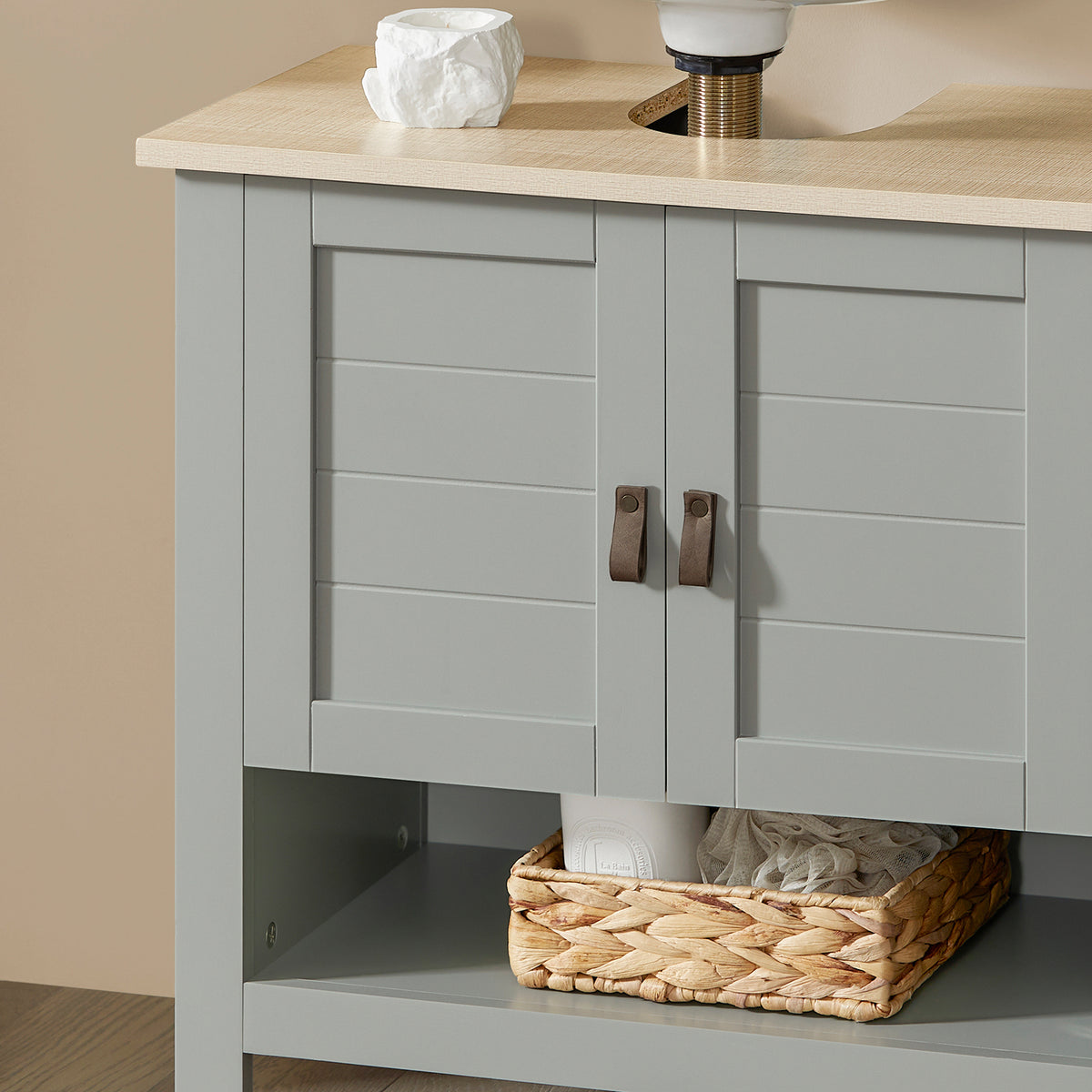 SoBuy BZR69-HG, Under Sink Cabinet Bathroom Vanity Unit Bathroom Storage Cabinet, Grey