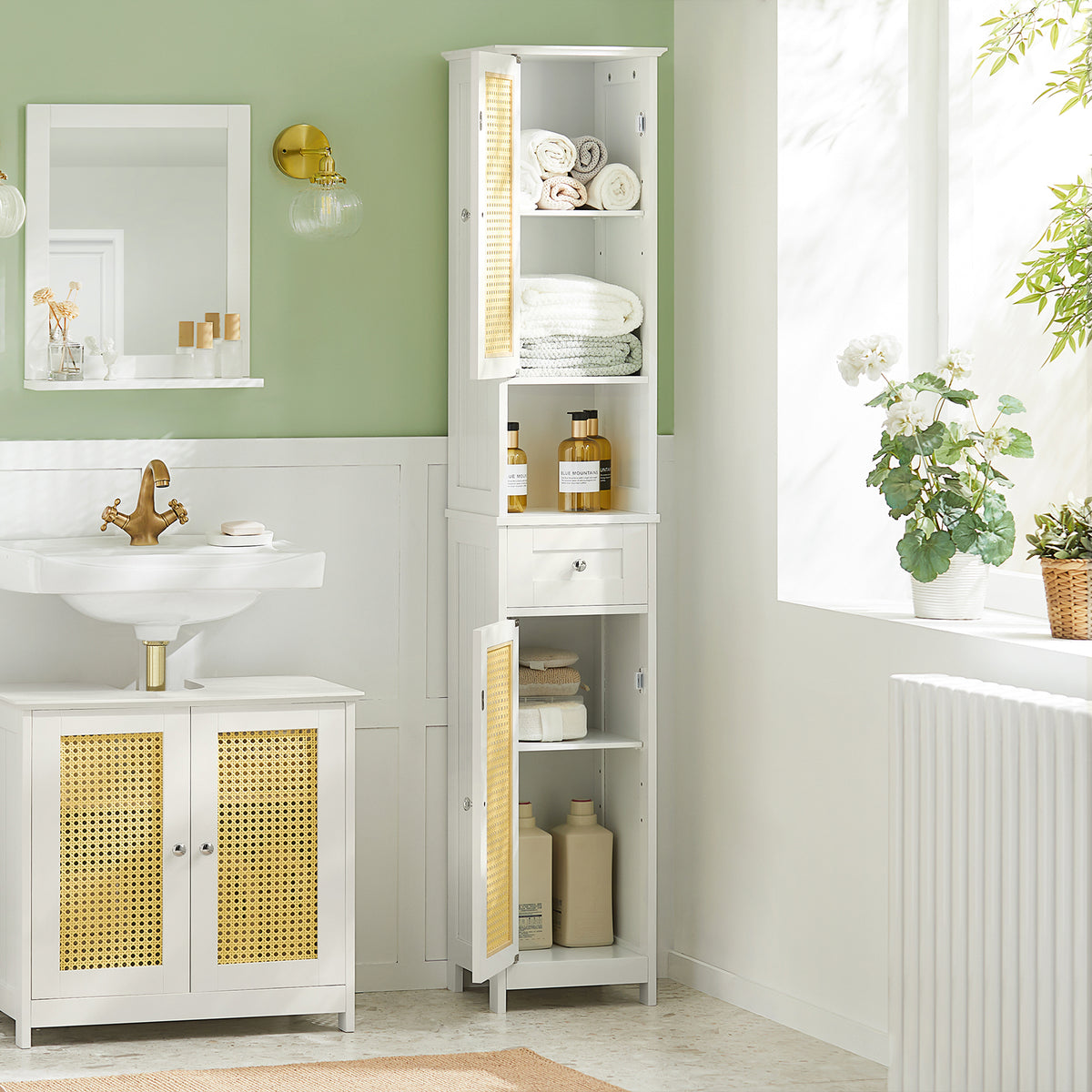 SoBuy BZR70W, Bathroom Tall Storage with 2 Doors and