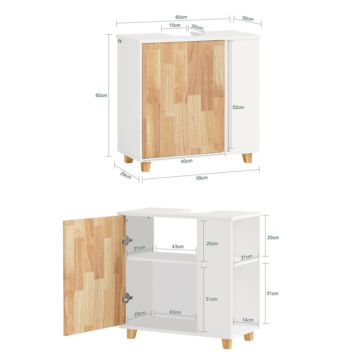 SoBuy BZR75-W, Under Sink Cabinet Bathroom Vanity Unit Bathroom Storage Cabinet, White-clearance