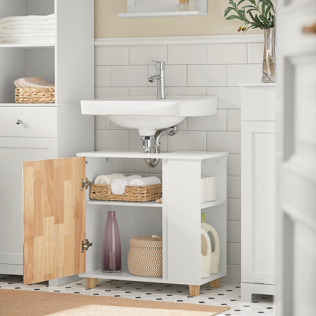 SoBuy BZR75-W, Under Sink Cabinet Bathroom Vanity Unit Bathroom Storage Cabinet, White-clearance