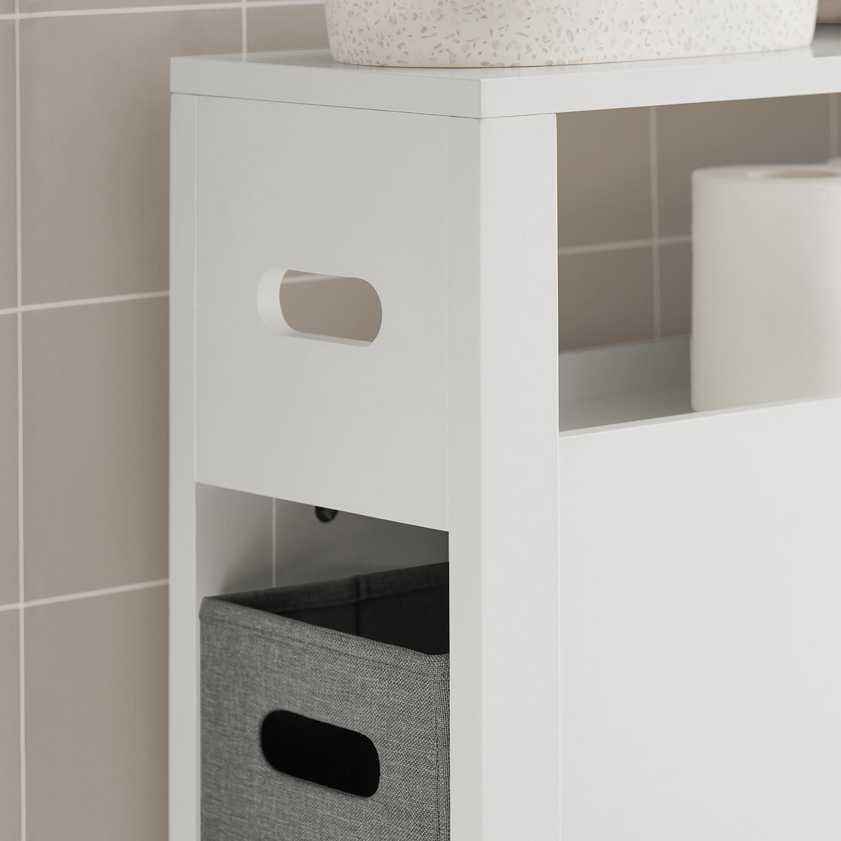 SoBuy BZR83-W, Bathroom Cabinet Storage Cabinet Bathroom Toilet Paper Roll Holder, White