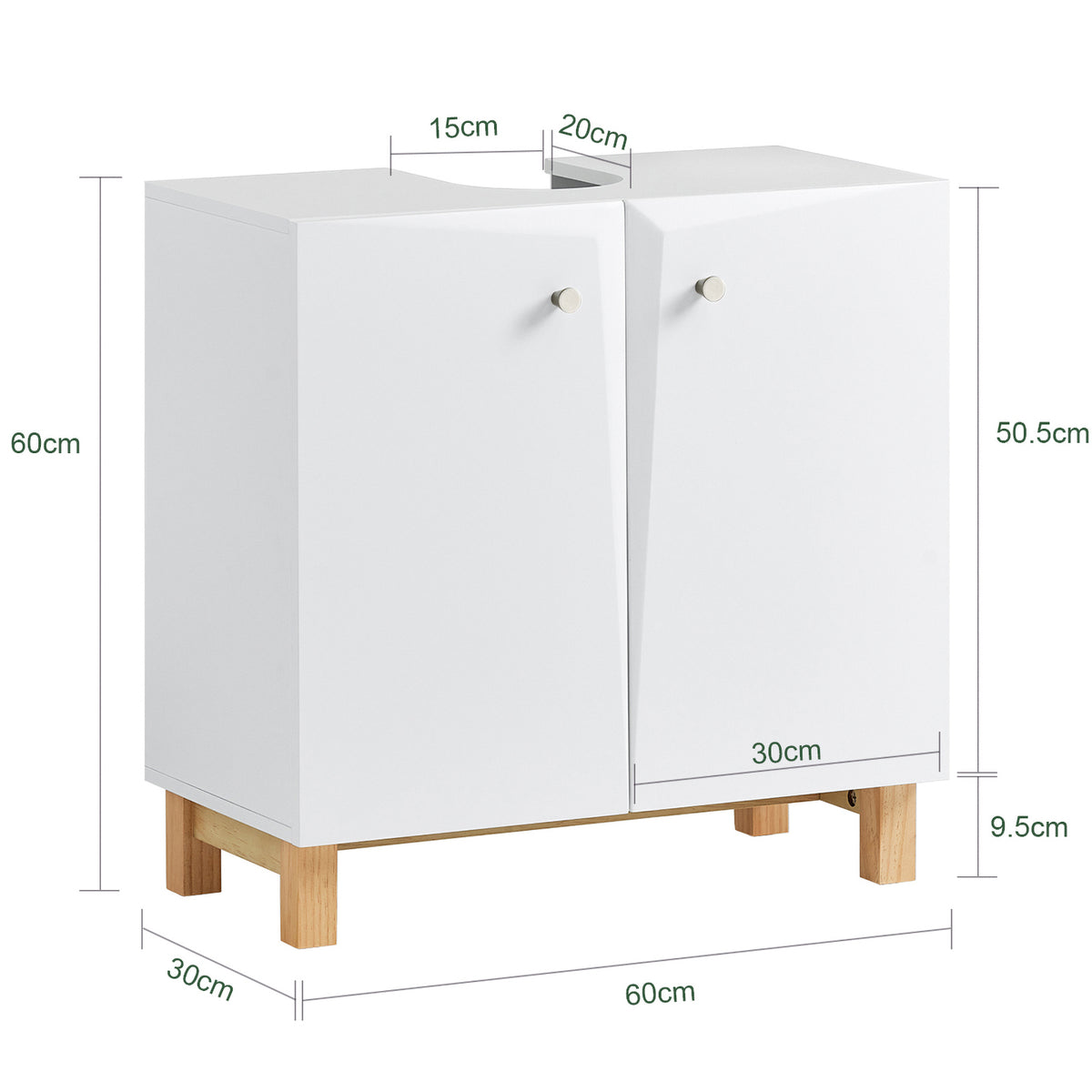 SoBuy BZR92-W, Under Sink Cabinet Bathroom Vanity Unit Bathroom Storage Cabinet, White