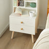 SoBuy FBT100-W, Modern Bedside Table with Drawers & Open Shelves, Nightstand with Pine Wood Legs, Storage Cabinet for Bedroom & Living Room, White