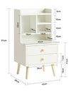 SoBuy FBT100-W, Modern Bedside Table with Drawers & Open Shelves, Nightstand with Pine Wood Legs, Storage Cabinet for Bedroom & Living Room, White