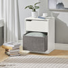 SoBuy FBT109-W, Sofa Side Table Bedside Lamp Table with Drawer and Fabric Basket, White