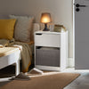 SoBuy FBT109-W, Sofa Side Table Bedside Lamp Table with Drawer and Fabric Basket, White