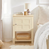SoBuy FBT113-MI, Lamp Table Bedside Table Night Stand with 1 Door and 1 Shelf, Beige