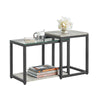 SoBuy FBT35-HG, Nesting Tables Set of 2 Coffee Table Side Table End Table, Grey-clearance