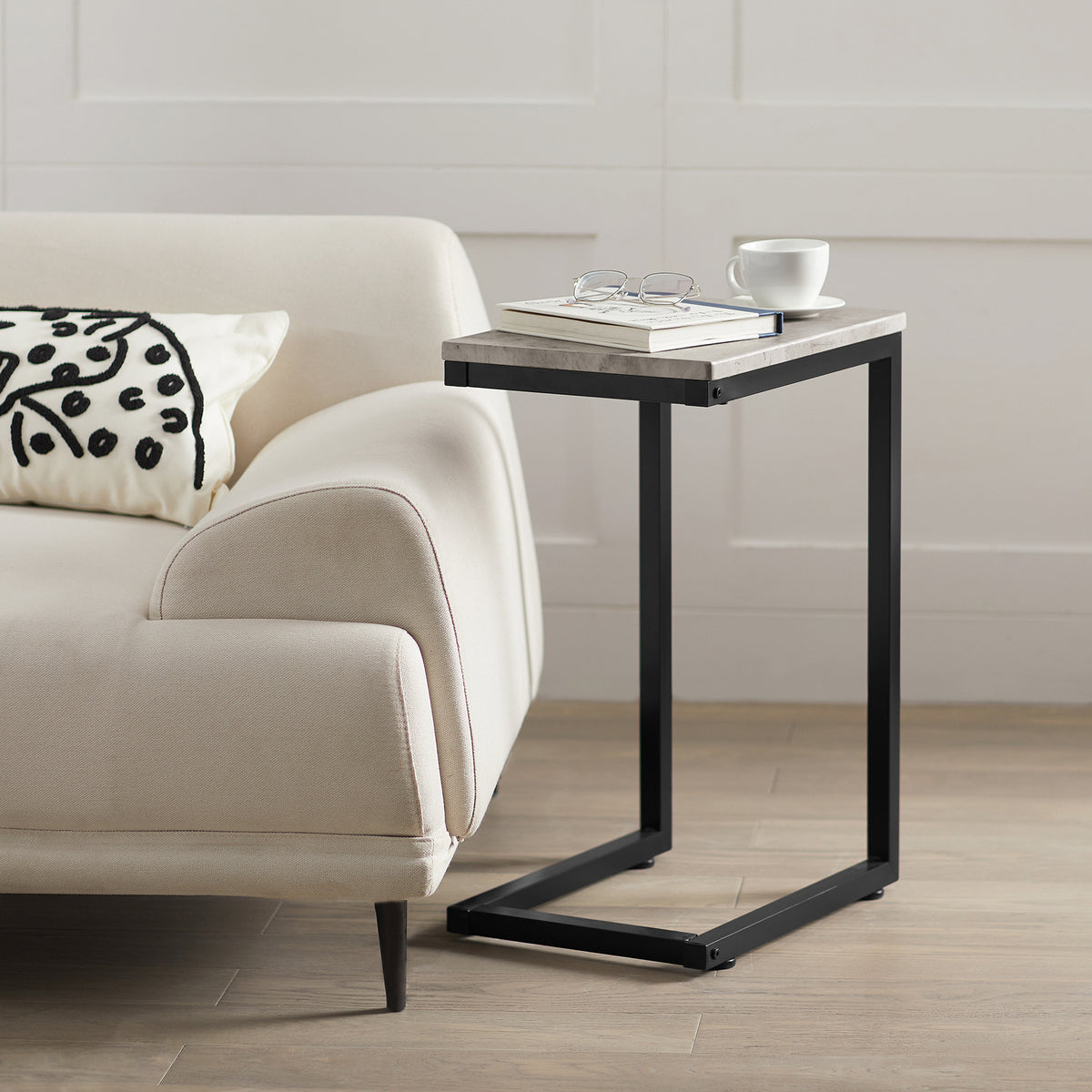 SoBuy FBT44-HG Side Table, Modern Coffee Table/Sofa Table/Telephone Table/Lamp Table for Living Room, 40x30x60 cm Black & Gray