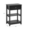 SoBuy FBT46-SCH, Bedside Table with 1 Drawer 2 Shelves, Lamp Table Night Stand, Black