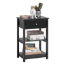 SoBuy FBT46-SCH, Bedside Table with 1 Drawer 2 Shelves, Lamp Table Night Stand, Black