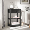 SoBuy FBT46-SCH, Bedside Table with 1 Drawer 2 Shelves, Lamp Table Night Stand, Black
