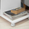 SoBuy FBT48-W, Side Table End Table on Wheels with 2 Storage Shelves & Tablet Holder, White