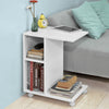 SoBuy FBT48-W, Side Table End Table on Wheels with 2 Storage Shelves & Tablet Holder, White