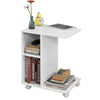 SoBuy FBT48-W, Side Table End Table on Wheels with 2 Storage Shelves & Tablet Holder, White