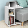 SoBuy FBT48-W, Side Table End Table on Wheels with 2 Storage Shelves & Tablet Holder, White