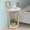 SoBuy FBT52-WN, 2 Tiers Round Wooden Side Table, Tea Coffee Table, End Table, White