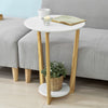 SoBuy FBT52-WN, 2 Tiers Round Wooden Side Table, Tea Coffee Table, End Table, White