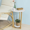 SoBuy FBT52-WN, 2 Tiers Round Wooden Side Table, Tea Coffee Table, End Table, White