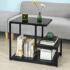 SoBuy FBT65-SCH, Side Table End Table Living Room Table with Storage Shelf, Black