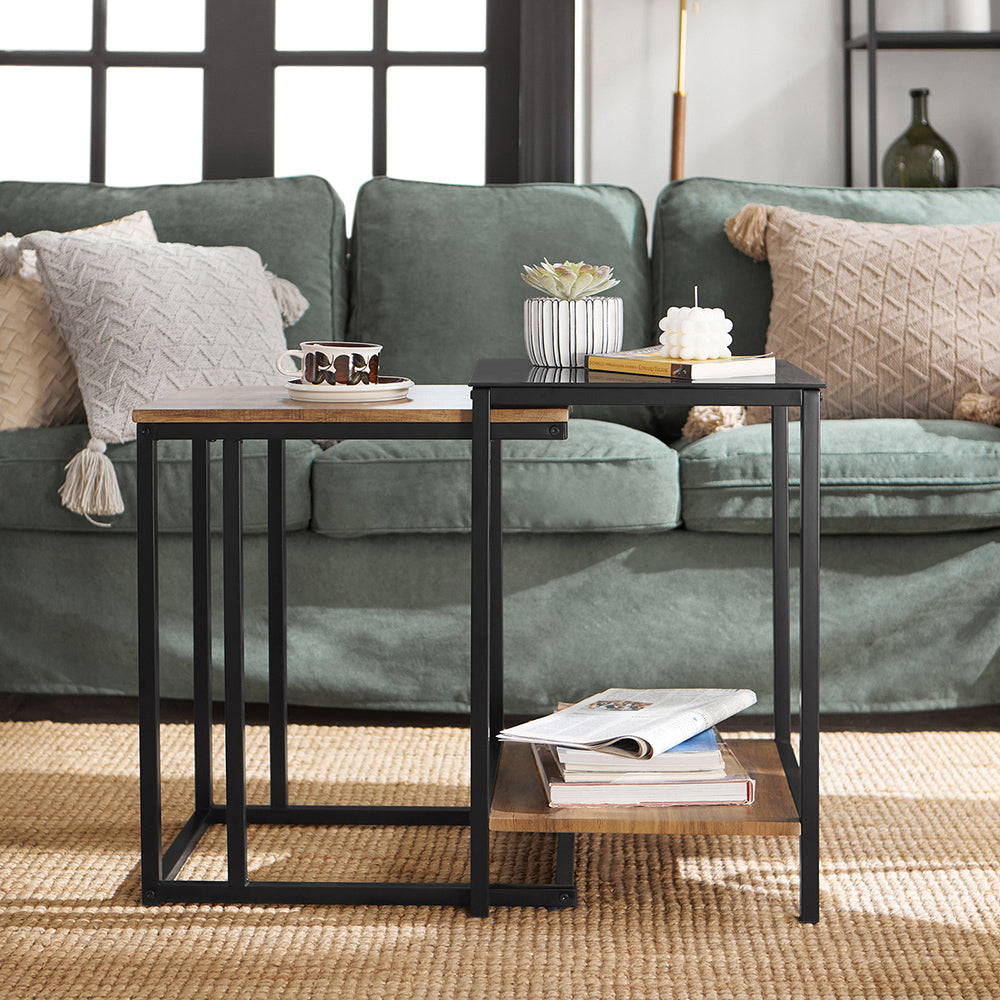 SoBuy FBT99-F, Nesting Tables Coffee Tables Side Tables End Tables, Brown
