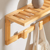 SoBuy FHK06-N, Bamboo Wall Coat Rack with 6 Hooks, Bathroom Wall Towel Rack Shelf, Wood