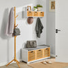 SoBuy FHK19-WN, Wall Coat Rack Wall Storage Cabinet Unit with 3 Drawers 4 Hooks, White-clearance