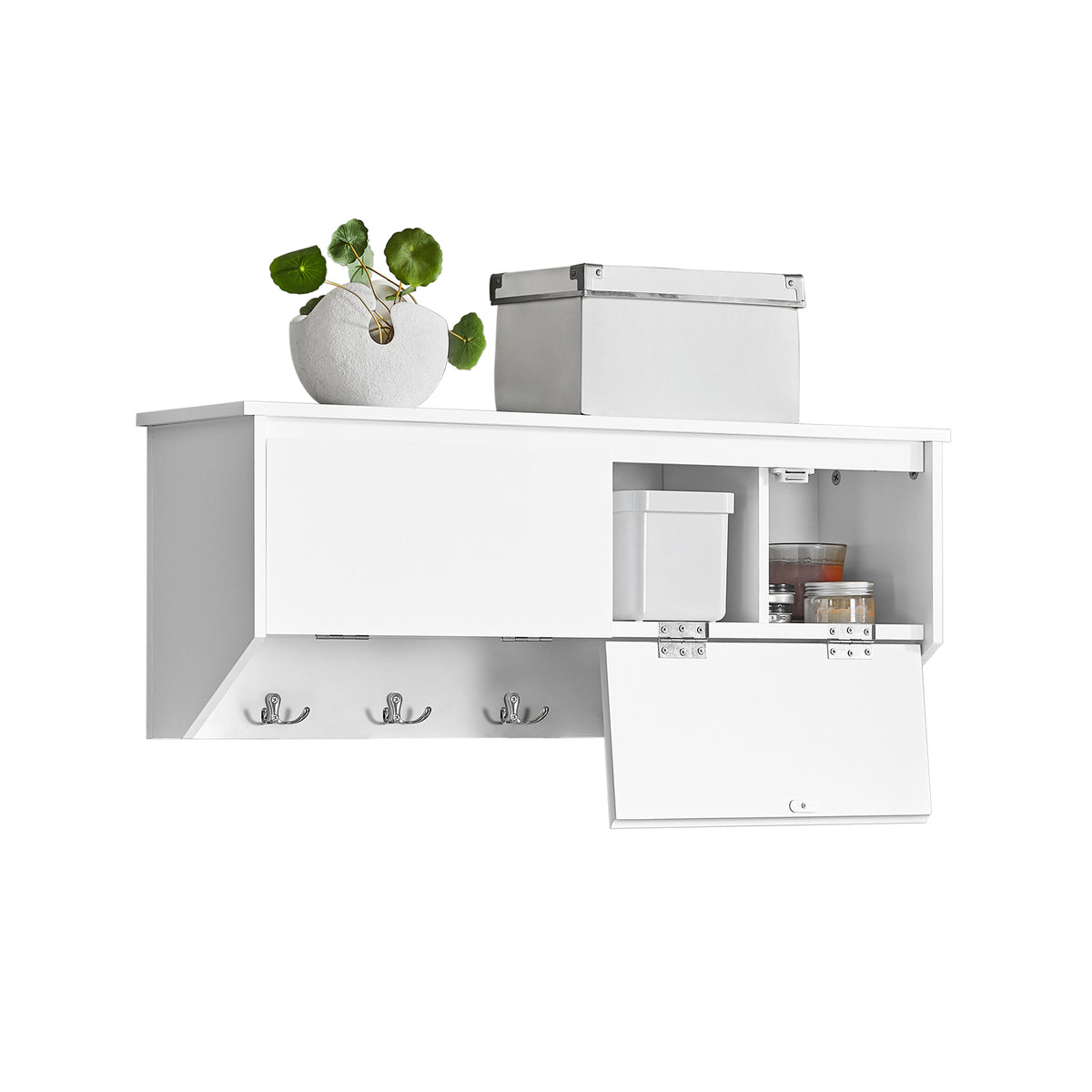 SoBuy FHK24-W, Wall Coat Rack Wall Shelf Wall Storage Cabinet Hallway Coat Rack, White