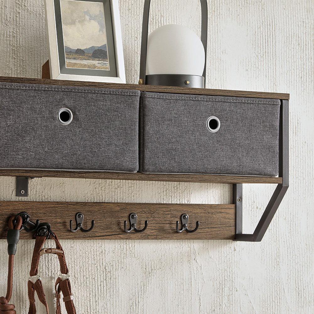 SoBuy FHK26-N, Wall Coat Rack Wall Shelf Wall Storage Cabinet Unit, Wood