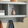 SoBuy FHK28-HG, Wall Coat Rack Wall Shelf Wall Storage Cabinet Unit with 3 Compartments 4 Hooks, Grey