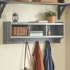 SoBuy FHK28-HG, Wall Coat Rack Wall Shelf Wall Storage Cabinet Unit with 3 Compartments 4 Hooks, Grey