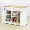 SoBuy FKW101-WN, Kitchen Storage Trolley Kitchen Cabinet Cupboard Sideboard Kitchen Island with 3 Drawers 2 Open Shelves 2 Doors, White