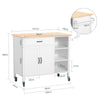 SoBuy FKW103-WN, Kitchen Storage Trolley Cart with Rubber Wood Worktop on Wheels, White