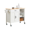 SoBuy FKW103-WN, Kitchen Storage Trolley Cart with Rubber Wood Worktop on Wheels, White