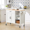 SoBuy FKW103-WN, Kitchen Storage Trolley Cart with Rubber Wood Worktop on Wheels, White